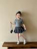 Verano 2025 Nueva Ropa Infantil Estilo Coreano Ropa Infantil Niñas Cuello Polo Suéter de Punto de Lana Manga Corta para Verano