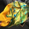 Primavera 2025 Nuevo Bufanda Cuadrada Grande de Seda Artificial 110cm Chal Protección Solar Bufanda de Seda Bufanda de Satén Regalo para Mujer Gama Alta