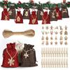 Nuevo Navideño Transfronterizo Bolsa Colgante de Dulces para Niños Decoración Navideña Bolsa Calendario de Adviento Bolsa de Lino de Cuenta Regresiva