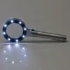 Suministro en stock del fabricante todo metal 8 luces LED para leer el periódico de mano alta potencia vidrio óptico lupa