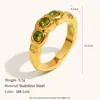 Moda Transfronteiriça Europeia e Americana Nicho Elegante Exquisito High-End Joia de Mão Aço Inoxidável Banhado a Ouro 18K Anel Fino com Três Zircônias