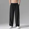 Pantalones de seda helada para hombre transfronterizos, pantalones deportivos de verano finos, holgados, rectos, de secado rápido, con caída, pantalones largos casuales para hombre