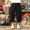 Nuevos Pantalones de Lino Retro Estilo Chino para Hombre Shorts Delgados Pantalones Sueltos de Verano para Hombre Pantalones Casuales Pantalones Capri