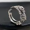 Anel Aberto Europeu e Americano Halloween Rock Punk Caveira Masculino Cruzamento Exagerado Anel Pulseira Retrô Antigo