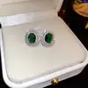 Pendientes vintage de diamante esmeralda Aguja de Plata moda nicho pendientes de lujo ligero alta calidad elegantes personalizados pendientes al por mayor