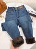 Pantalones vaqueros ajustados de cintura alta con forro polar y cordero grueso para mujer, de invierno, de talla grande, para chica gordita, ajustados, adelgazantes, cálidos, para uso exterior, botas y pantalones