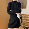 Conjunto casual de malha com trança em padrão de losangos estilo coreano, com gola alta e meia, para mulheres, conjunto de vestido suéter macio para outono e inverno