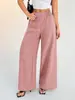 2026 Sitio Independiente de Comercio Exterior Transfronterizo Europeo y Americano Amazon Moda Bolsillo Color Sólido Fruncido Elástico Pantalones de Pierna Ancha Ropa para Mujer