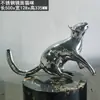 Acero Inoxidable Acabado Espejo Escultura de Gato Adorno Paisajismo de Jardín Comunidad Oficina de Ventas al Aire Libre Arte Decorativo de Lujo Ligero