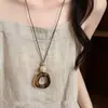 Collar Largo de Cuerda Trenzada con Colgante de Madera Color Café Geométrico para Mujer, Sencillo de Moda Tendencia Personalidad Versátil Gargantilla Cadena de Suéter