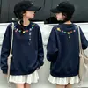 Sudaderas forradas de felpa para niñas de importación, nueva colección otoño/invierno 2026, cuello redondo, diseño de caricatura lindo, tops de manga larga para niños como capa base, venta al por mayor