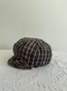 Gorro Octagonal de Lana para Otoño e Invierno, Circunferencia de Cabeza Grande, Boina Adelgazante, Versátil para Ventas Transfronterizas