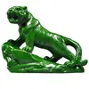 Figura de Tigre tallada en madera maciza verde, Doce Animales del Zodiaco, Decoración del hogar de Tigre para sala de estar y estudio, Artesanía decorativa Feng Shui