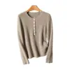 26 Suéter Básico de Moda de Punto Fino de Cuello Redondo para Otoño e Invierno, Tejido de Lana Pura Amigable con la Piel, Top Cálido para Mujer