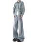Jeans Lavados con Patrón de Bambú Estilo Americano para Hombre, Marca de Moda, Pantalones Anchos Desgastados, Pantalones Largos Holgados con Caída Scimitar de High Street