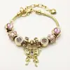 Pulsera de cuentas con diseño de chica dulce fresca, estilo amor rosa margarita, pulsera de bola de diamante hueca, nueva de primavera y verano