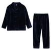 Pijama Engrosado de Otoño e Invierno para Pareja con Cuello de Fruta Verde, Cardigan Simple y Lujoso para Hombre y Mujer, Conjunto de Dos Piezas de Ropa de Casa Cálida de Terciopelo Doble Cara