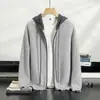 Suéter con Capucha de Cachemir con Puntada Yuanbao 26 para Hombre, Cárdigan Grueso con Cremallera, Sudadera con Capucha Deportiva Casual Color Block, Directo del Fabricante
