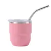 Copo Caneca de 4oz Transfronteiriço Modelo Novo Mini Copo para Carro Aço Inoxidável 304 Camada Dupla Copo com Canudo Portátil Compacto Copo de Café