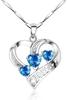 Collar de plata para mujer, estilo japonés y coreano, colgante sencillo de tres corazones de amatista, cadena de clavícula chapada en platino, joyería de plata al por mayor.