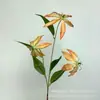 Película Suave de Pegamento Impresa en 3D Lirio Galan Lirio de Fuego de 3 Cabezas Decoración de Salón de Bodas Flor Artificial Decoración Suave para el Hogar Arreglo Floral
