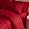 Casamento 100S Algodão de Fibra Longa Algodão Cama Conjunto de Quatro Peças Casamento Novo Chinoiserie Cama de Casamento Roupa de Cama de Algodão Grande Vermelho