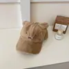 Gorra de Béisbol Esponjosa Estilo Coreano con Orejas de Conejo para Niñas, Sombrero de Felpa Dulce Engrosado Cálido de Invierno