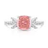 Xiaohongshu Más Vendido Anillo de Azúcar Cuadrado Corte Flor de Hielo de Piedra Preciosa de Color Anillo Flor Lenguaje Diamante de Alto Carbono Súper Brillante para Mujer Transmisión en Vivo Dropshipping