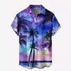 Camisas de Hombre de Venta Caliente Transfronterizas Nuevas Camisas de Playa Hawaianas de Manga Corta con Cuello Estampado Digital 3D