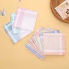 Promoção Imperdível Transfronteiriça Lenço de Algodão Puro Tingido em Fio com Xadrez de Listras Finas, Tamanho Pequeno 28cm, Estilo Fresco e Fino para Mulheres