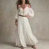 Vestido de Vacaciones de Color Sólido con Tirantes Cruzados para Mujer 2026, Nuevo Estilo Europeo y Americano, Vestido Largo Ajustado con Hombros Descubiertos y Detalles de Volantes