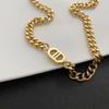 Collar de Cadena Cubana de Acero de Titanio que No se Desvanece para Mujer Collar de Marca de Moda para Mujer Cadena de Clavícula Hip-Hop Elegante para la Calle Tendencia de Cadena de Clavícula Europea y Americana