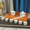 Conjunto de Chá Kung Fu Europeu Retro Transfronteiriço de 8 Peças Tampa para Caneca Gorda Tigela Xícara de Chá Presente para Casa Chinesa