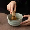 Juego de Matcha Cerámico con Patrón de Olas Japonesas, Tazón de Matcha con Pico Puntiagudo, Soporte para Batidor de Té, Batidor de Té de 100 Púas, Revendedor de Matcha