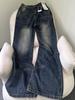 Jeans retrô sem perna microflare feminino alto e fino, calças largas e largas para todos os jogos