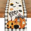 Bandera de Mesa de Halloween Fantasma Calabaza Transfronteriza Ambiente Festivo Decoración de Mesa Aislante Antideslizante Lino Bandera de Mesa Venta al por Mayor