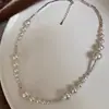 S925 Sterling Silver Estilo Francês Luz Gradiente de Luxo Shijia Pérola Quebrada Colar de Prata Clavícula Feminina Cadeia de Design de Nicho de Alta Qualidade