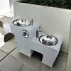 Estação de Lavagem de Mãos Integrada com Pia para Crianças em Pátio de Área Cênica de Pôneis ao Ar Livre Jardim de Infância Pia de Lavagem de Mãos Cartoon Alto-Baixo para Pais e Filhos