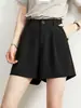 Shorts Casuais Emagrecedores Femininos Cintura Alta Soltos Seda de Gelo Calças de Conjunto Moda Verão Finas Respiráveis Versátil Perna Larga