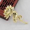 Broche de Loto Hecho a Mano DIY Cuerpo Principal Horquilla Broche Cobre Conservador de Color 35*64*8mm Estilo Antiguo Material B3307