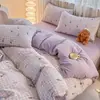 Juego de Cama de Cuatro Piezas Clase A para Madre y Bebé, Sábana Bajera de Gasa de Doble Capa, Funda de Edredón, Colcha, Juego de Tres Piezas para Dormitorio de Estudiante