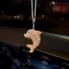 Ornamentos de Pingente para Retrovisor de Carro de Golfinho Fofo com Pedras Strass Transfronteiriços, Pingente Decorativo Criativo de Animal Marinho com Strass para Carro