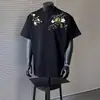 Nueva Camiseta de Manga Corta Bordada de Camelia China para Hombre Verano Diseño Sentido de Gordo Guapo Pesado Pequeño Línea Cercana Manga Media Base