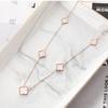 Collar de Acero de Titanio con Trébol de Cinco Hojas en Oro Rosa de 18k Estilo Coreano para Mujer, Edición Alta, Lujo Ligero, Collar de Celebridad Cibernética, Joyería que No se Desvanece