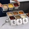 Estante de especias de cocina de acero inoxidable premium, caja de condimentos de grado comercial para restaurantes, restaurantes de hot pot y tiendas de té de burbujas