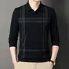 Dropshipping Camiseta de Manga Larga de Seda Hielo para Hombre Otoño 2023 Nuevo Modelo Camiseta Casual Delgada para Hombres de Mediana Edad