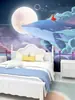 Habitación infantil dormitorio tela de pared Nórdico Sueño cielo estrellado ballena papel tapiz Patio infantil aula mural Ancla de celebridad de Internet papel tapiz