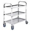 Carrito de Recolección de Tazones de Acero Inoxidable para Restaurante de Hotel Carrito de Recolección de Tazones de Hotel Carrito para Vino de Acero Inoxidable de Dos Niveles 201 con Ranura