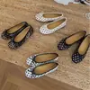 Zapatos Planos, Zapatos Bajos de Punta Redonda, Zapatos Planos con Lazo de Puntos, Zapatos de Ballet, Elegantes Zapatos de Princesa, Zapatos Escotados para Mujer