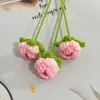 Rosas Bolha Populares Feitas à Mão de Tricô Transfronteiriças para Decoração de Casa, Galhos de Rosas de Lã Tricotados para o Dia dos Namorados